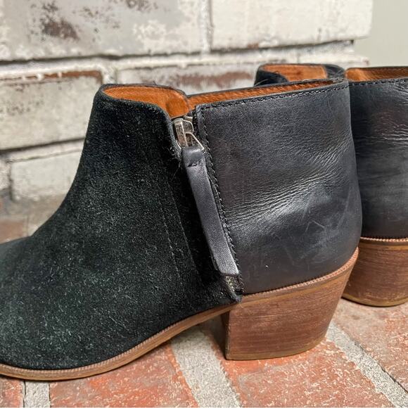 Madewell Cait Side Zip Suede & Leather Black Booties 8.5 - Picture 8 of 8